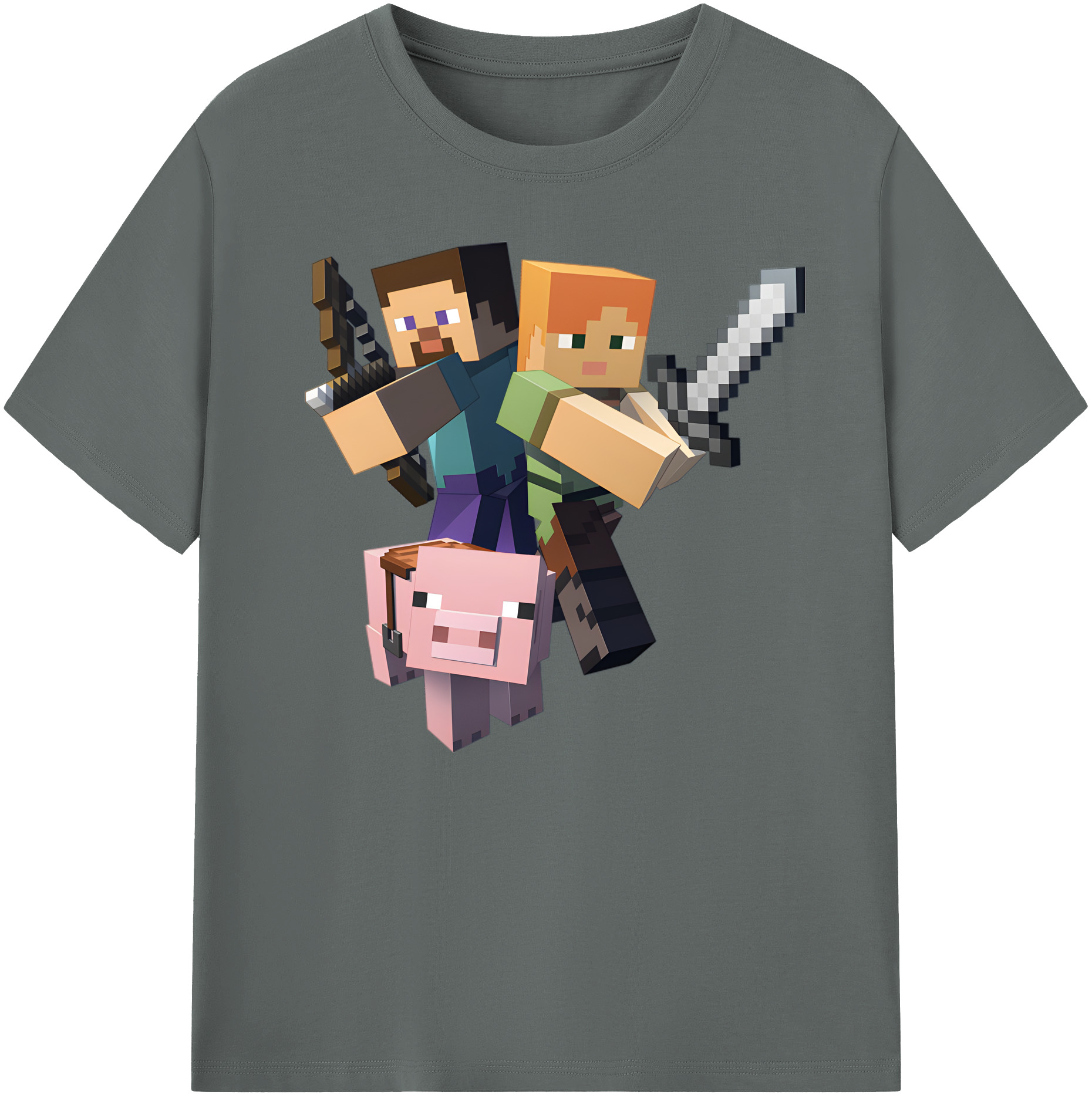 （画像用） マインクラフト ブロックの世界 Minecraft MC Block world 綿100％ メンズ半袖Tシャツ｜肌触りやわらか＆通気性
